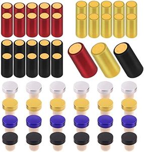 Swpeet 54Pcs 3 Colors Gold Black Red PVC Heat Shrink Capsules and Wine Bottle Cork Tops Stopper with Plastic Top Assortment Kit, Sealing Plug Bottle Cap with Shrink Wrap for Wine Bottles