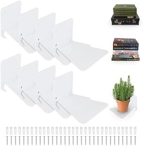 RealPlus Floating Bookshelf Iron Invisible Floating Book Shelves Wall Mounted Heavy Duty Book Organizer, White (Pack of 8)