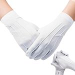 ZAOHUI 2 Pairs White Gloves Fancy Dress, Stitched Snap Closure, Breathable Soft Reusable for Catering, Formal Events, Tuxedos, Jewelry Inspections