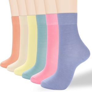 ATBITER Women's Thin Cotton Crew Socks - Soft Above Ankle Bootie Casual Dress Socks 6-Pairs With Gift Box