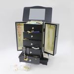 Ylu Yni Mothers Day Gifts Jewelry Box Organizer Wood Black Storage Jewelry Case with Mirror, 4 Drawers, for Rings, Earrings, Gifts, Necklaces