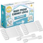 Booboo Baby (14 Pack) Premium Child Locks for Kitchen Cupboards, Child Proof Cabinet Locks, Drawer Locks Baby Proofing Cabinets with No Drilling, 3M Adhesive + 4 Extra Stickers