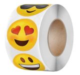 Akstorez Emoji Reward Stickers for Teacher and Kids with Smile, Wink, Kiss, Love and Heart 500 pcs/Roll