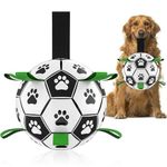 HETOO Dog Toys Soccer Ball with Grab Tabs, Interactive Dog Toys for Tug of War, Puppy Birthday Gifts, Dog Tug Toy, Dog Water Toy, Durable Dog Balls for Dog