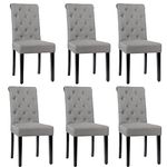 S AFSTAR Upholstered Dinning Chairs Set of 6, Tufted Parsons Chairs with Solid Rubber Wood Legs & Adjustable Feet, High Back Padded Dining Chairs for Kitchen Living Room Restaurant (6, Gray)