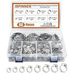 ISPINNER 80pcs 8 Sizes Stainless Steel Adjustable 6-51mm Range Worm Gear Hose Clamps Assortment Kit