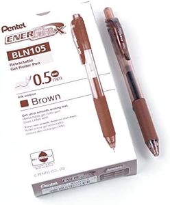 Pentel Energel-X Liquid Gel Retractable Pen 0.5mm Nib Brown Ink, Box of 12 Pens (BLN105-E)