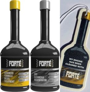 FORTE ADVANCED DIESEL TREATMENT & DPF CLEANER AND REGENERATOR -Fuel System Cleaner Twin Pack + Free Car Air Freshner