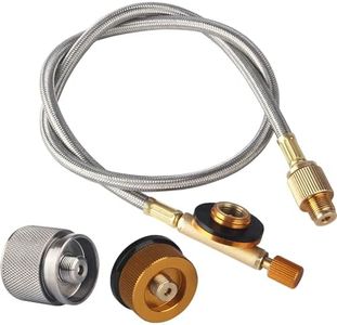 MOFBEAWK 2 Feet Gas Adapter Extension Braided Hose Propane/Butane/Isobutane Small Tank Input EN417 Lindal Valve Output(Adapter, 3-IN-1)