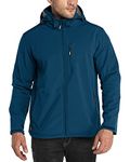 33,000ft Men's Softshell Waterproof Jackets Fleece Lining Outdoor Windproof Windbreaker Coats with Multi Pockets Removeable Hood Classic Blue L