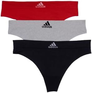 adidas Women's Seamless Thong Underwear 3-Pack, Blk/Mhg/Vivdred, Small