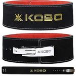 Kobo 13mm Lever Belt Weight Lifting Gym Fitness, Natural Genuine Leather, 4” Wide Back Support, 9 Adjustable Holes, Powerlifting Bodybuilding Deadlift Squat Workout Strength Training, Men Women (M)
