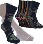 Kensington ® Thermal Socks Women 12 pairs Cotton Rose Design Soft Wide Top Socks Winter Multipack 4-6 UK Plain Stripes Cute Eco-Friendly Sock for Work