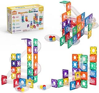 STEAM STUDIO Magnetic Tiles Marble Run 100pcs, Rivet Secured Magnetic Tiles Connector with Clear Tubes, Building & Construction Toys for Open-Ended Play