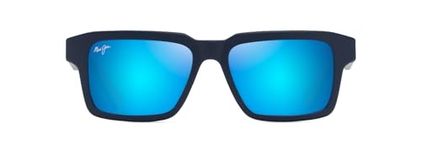 Maui Jim Unisex's Kahiko Sunglasses, Matte Dark Blue/Blue Hawaii Polarized, Large