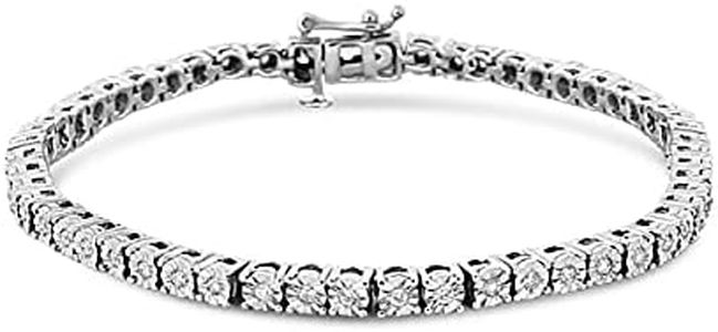 .925 Sterling Silver 1/2 Cttw Lab Grown Diamond Illusion-Set Miracle Plate Tennis Bracelet (G-H Color, SI1-SI2 Clarity) - Size 7.25"
