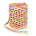 G2PLUS 6 Ply Colored Raffia Paper Ribbon, 80M Pink Raffia Paper Packaging Ribbons for Crafting String Twine for Gift Box Wrapping