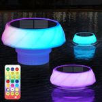 Pool Chlorine Floater with Solar Powered Lights,Floating Chlorine Dispenser for Tablets 2x3”(Tablets NOT Included),Easy Opening Chlorine Holder for Indoor & Outdoor Swimming Pool Hot Tub Spa (1)