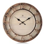 Lafocuse Silent Bronze Rustic Farmhouse Wall Clock with Raised 3D Arabic Numerals for Home Decor 12 Inch, Battery Operated Shabby Chic Kitchen Wall Clocks Decorative for Living Room Bedroom Office