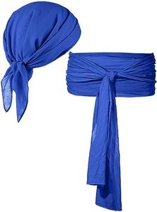 Bencailor 2 Pieces Halloween Pirate Costume Women Pirate Hat Pirate Head Scarf Pirate Sash Belt Dress Accessories for Party(Medium,Dark Blue)