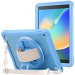 ProCase Rugged Case for iPad 9th/8th/7th Generation 10.2 inch 2021/2020/2019 Case, Heavy Duty Shockproof Rugged Cover with Hand Strap 360 Degree Rotatable Kickstand Protective for iPad 10.2 -Blue