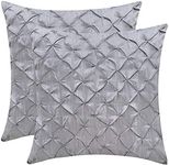 The White Petals Silver Gray Euro Pillow Covers (Faux Silk, Pinch Pleat, 26x26 inch, Pack of 2)