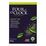 Four O'Clock Organic Green Tea Japanese Sencha Matcha, Non-Gmo, Kosher, Gluten-Free, 16 Count, 24g