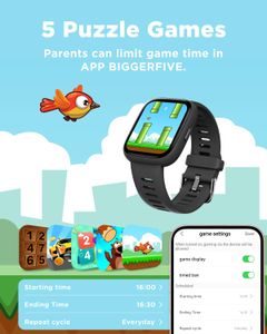 BIGGERFIVE Kids Smart Fitness Watch – 1.8" Waterproof, Heart Rate, Pedometer, Sleep Tracker, 5 Games