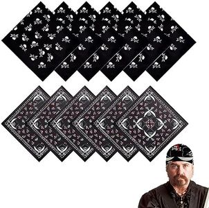 CLDURHGE Bandana da Pirata Nera, Bandana Pirata Foulard Pirata Bandana Pirata per Festa a Tema Pirata Sciarpa Pirata Bandana Paisley Nera Foulard Costume Pirata Halloween(12 Pezzi)