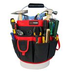 MELOTOUGH Garden Bucket 5 Gallon Tool Organizer Caddy With 35 Pockets for Tools Fits to 3.5-5 Gallon Bucket Organizer(Red)