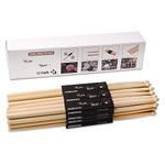 AQJUNONG Drum Sticks，5A Drumsticks, 12 Pairs Classic Maple Wood Tip Drum Sticks for Kids and Adults, Professional Musical Instrument Percussion Accessories