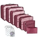 Packing Cubes for Suitcase 10 Sizes Suitcase Organizer Bags 10 Pcs (Wine Red)