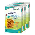 Fleur Alpine Baby Biscuit with Pear Juice, 3 x 120g I Whole Grain Food Snack for Toddlers from 6 months without Added Sugar I 18 x 2 Biscuits