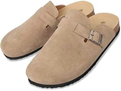 Boston Suede Clogs for Women Men Dupes Unisex Arizona Delano Slip-on Potato Shoes Footbed Cork Clogs and Mules, Apricot, 6 Wide Women/4.5 Wide Men