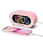 REACHER Pink Girls Alarm Clock, Dim