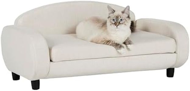 Paws & Purrs Modern Pet Sofa 31.5" Wide Low Back Lounging Bed with Removable Mattress Cover in Espresso/Oatmeal