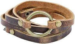 SPUNKYsoul 5 Wrap Leather Circle Bracelet Brown for Women Collection (Brown)