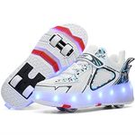 CEIEOE Kids Roller Shoes - Upgraded 4 Wheels 16 LED Model Colorful Rechargeable Boys Girls Sneaker Retractable Wheels Skateboarding Shoes for Beginner More Balanced Party Birthday Christmas Best Gift,