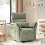 HULALA HOME Nursery Glider Recliner with Adjustable Headrest and Armrests, Power Swivel Rocker Recliner with USB Port and Storage Bags, Modern Nursery Chair for Nursing Room Bedroom, Mossy