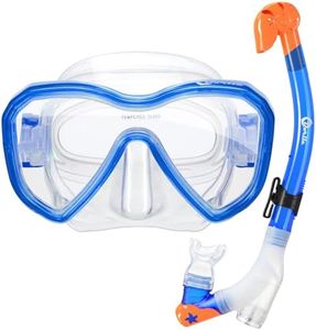 Dorlle Masque de Plongée Enfant, avec Tuba à Sec de Qualité Supérieure et Lunettes de Plongée Anti-buée Anti-Fuite Forfaits de Plongée avec Tuba Ensemble de Tuba Professionnel pour Enfants Kid (Bleu)