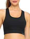 RELLECIGA Women's Black Racerback Sports Bras Yoga Bra Tops Fitness Support Workout Bras Size Small