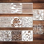 Ireer 10 Pcs Stencils for Painting Wall Texture 6 x Inch Reusable DIY Mixed Crackle Marble Background Spray Paint Art Wood Canvas Paper Floor Tile (Rustic Style)