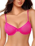 Avidlove Women Sexy Bra Sheer Mesh Unlined Underwire Bra See Throuh Support Everyday Bra Rose Red