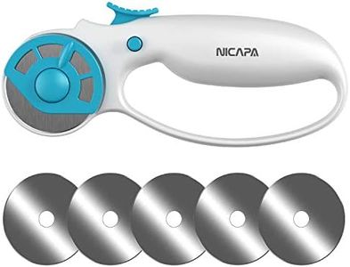 NICAPA 45mm Rotary Cutter for Fabric with Safety Lock Ergonomic Classic Comfort Loop Rotary Cutter for Crafting Sewing Quilting (Extra 5pcs 45mm Blades Included)
