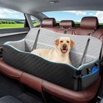 Tivray Large Dog Car Seat, Dog Car Bed for Large Dogs Under 120lbs, dog Booster Seat with Thick Cushion and 2 Pet Safety Leashes, Detachable & Washable Pet car Bed for Backseat, Black & Gray