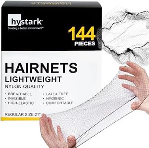 Hystark - Hair Net 144pcs, 21” Inches Comfortable Invisible Durable Elastic Lightweight Honeycomb Nylon Hair Net (Black)