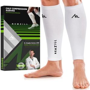 NEWZILL Compression Calf Sleeves (20-30mmHg) for Men & Women - Perfect Option to Our Compression Socks - for Running, Shin Splint, Medical, Travel, Nursing (Solid White, XX-Large)