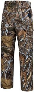 BASSDASH Invis Men’s Stretch Hunting Pants Water Resistant Camo Fishing Pant, Autumn Forest, 38W x 34L