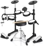 Ktaxon Electric Drum Set, Electronic Drum Set with Mesh Drum, Cymbals, Adjustable Throne, Headphones, Sticks, Pedals and Velcros, Electric Drums with 150 Sounds and 10 Demos for Beginner