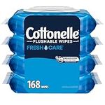 Cottonelle Fresh Care Flushable Wet Wipes, Adult Wet Wipes, 4 Flip-Top Packs, 42 Wipes per Pack (168 Total Flushable Wipes)